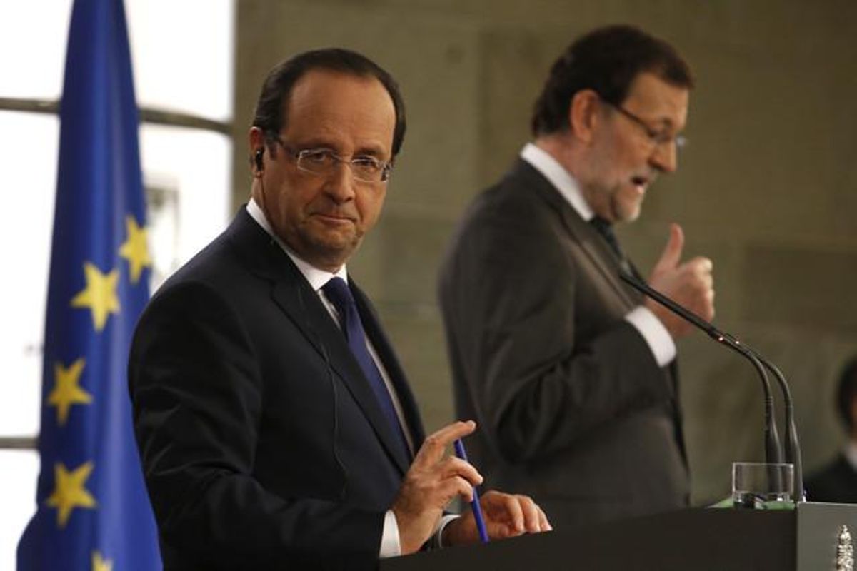 Hollande y Rajoy, en la Moncloa. Hollande y Rajoy, en la Moncloa.