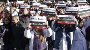 La huelga de médicos en Barcelona, la semana pasada.