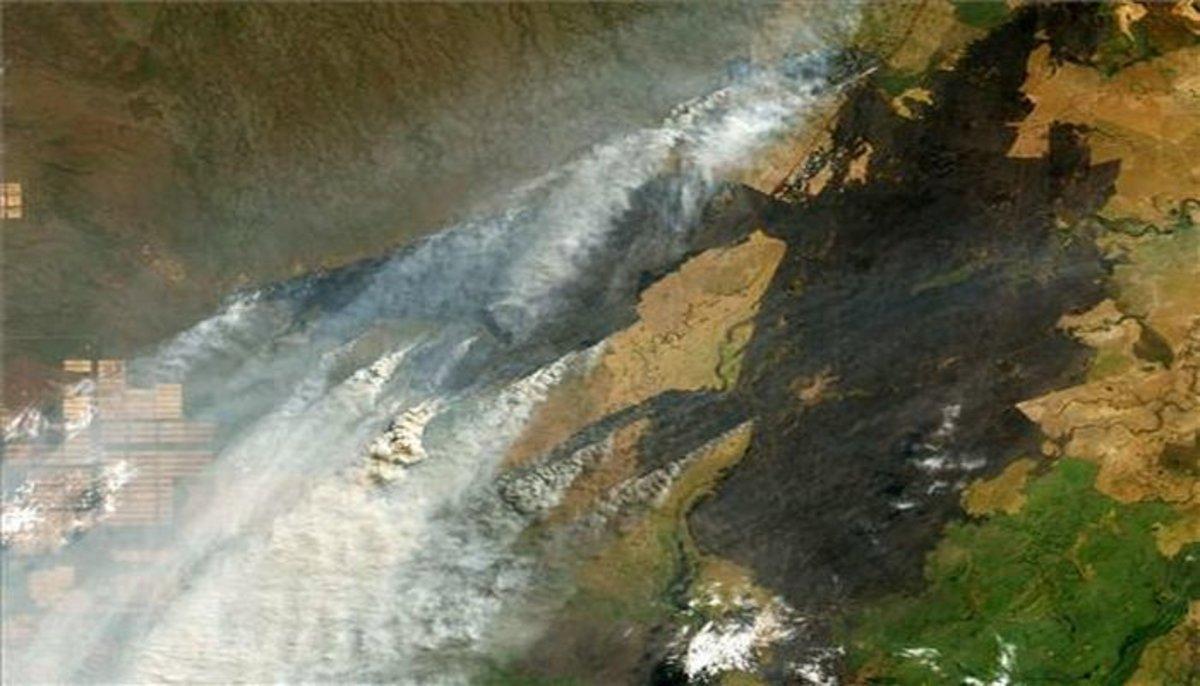 Imagen satelital de los incendios forestales en la Amazonia.