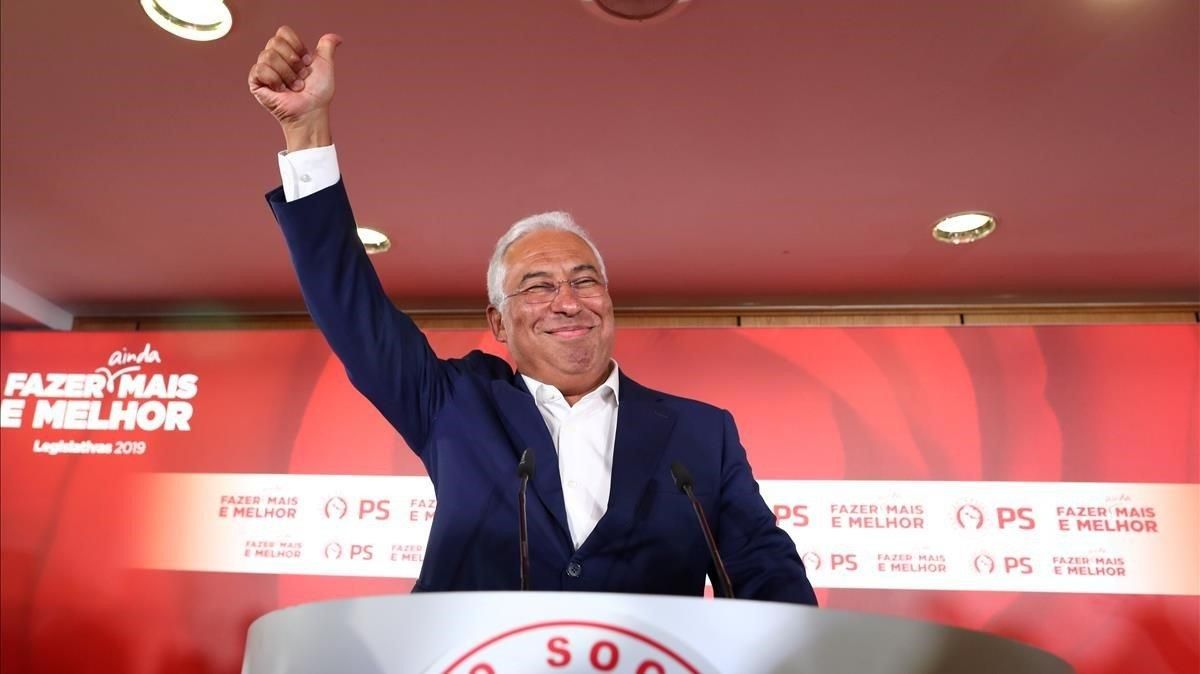 António Costa en la noche electoral. António Costa en la noche electoral.