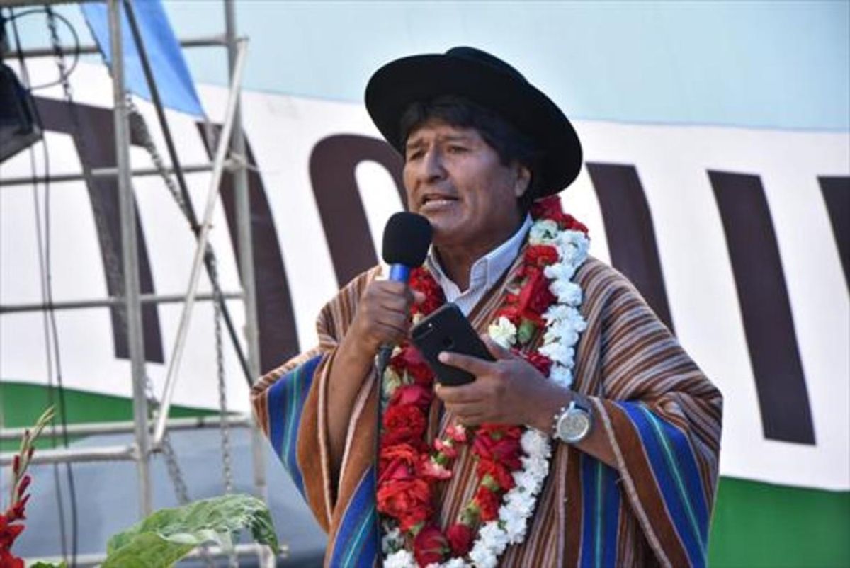 El presidente 8Evo Morales, el martes, en una intervención pública en Tiquipaya. El presidente 8Evo Morales, el martes, en una intervención pública en Tiquipaya.