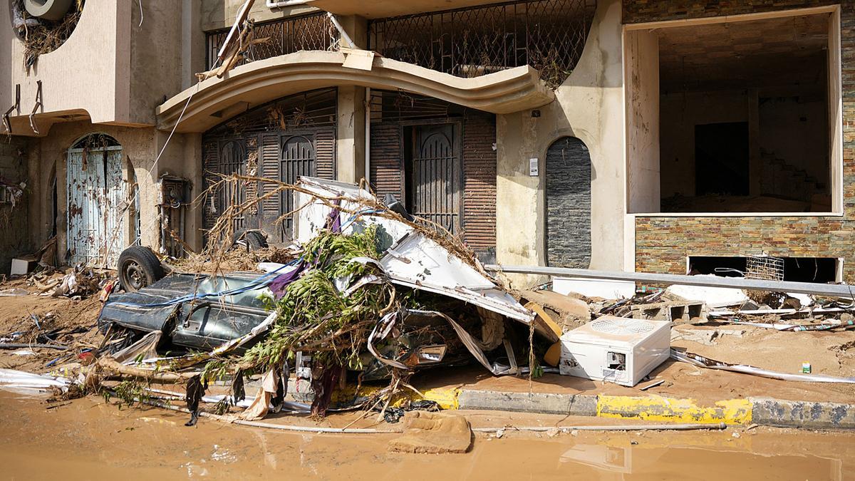 Efectos de las inundaciones en la ciudad libia de Derna.