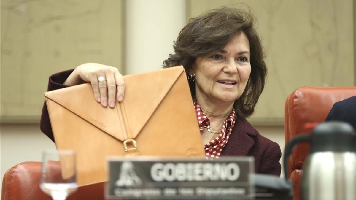 La vicepresidenta del Gobierno, Carmen Calvo, en el Congreso. La vicepresidenta del Gobierno, Carmen Calvo, en el Congreso.
