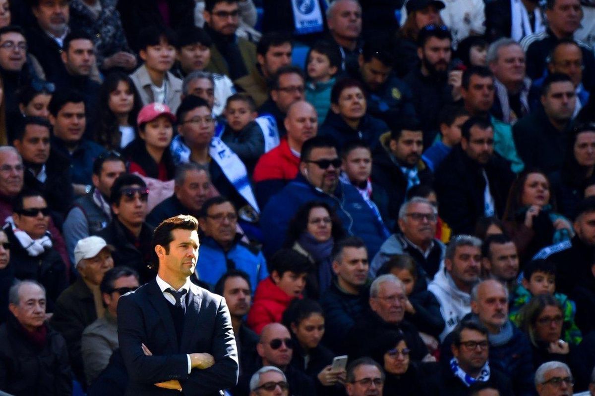 Santiago Solari en un momento del partido que el Madrid perdió ante el Girona. Santiago Solari en un momento del partido que el Madrid perdió ante el Girona.