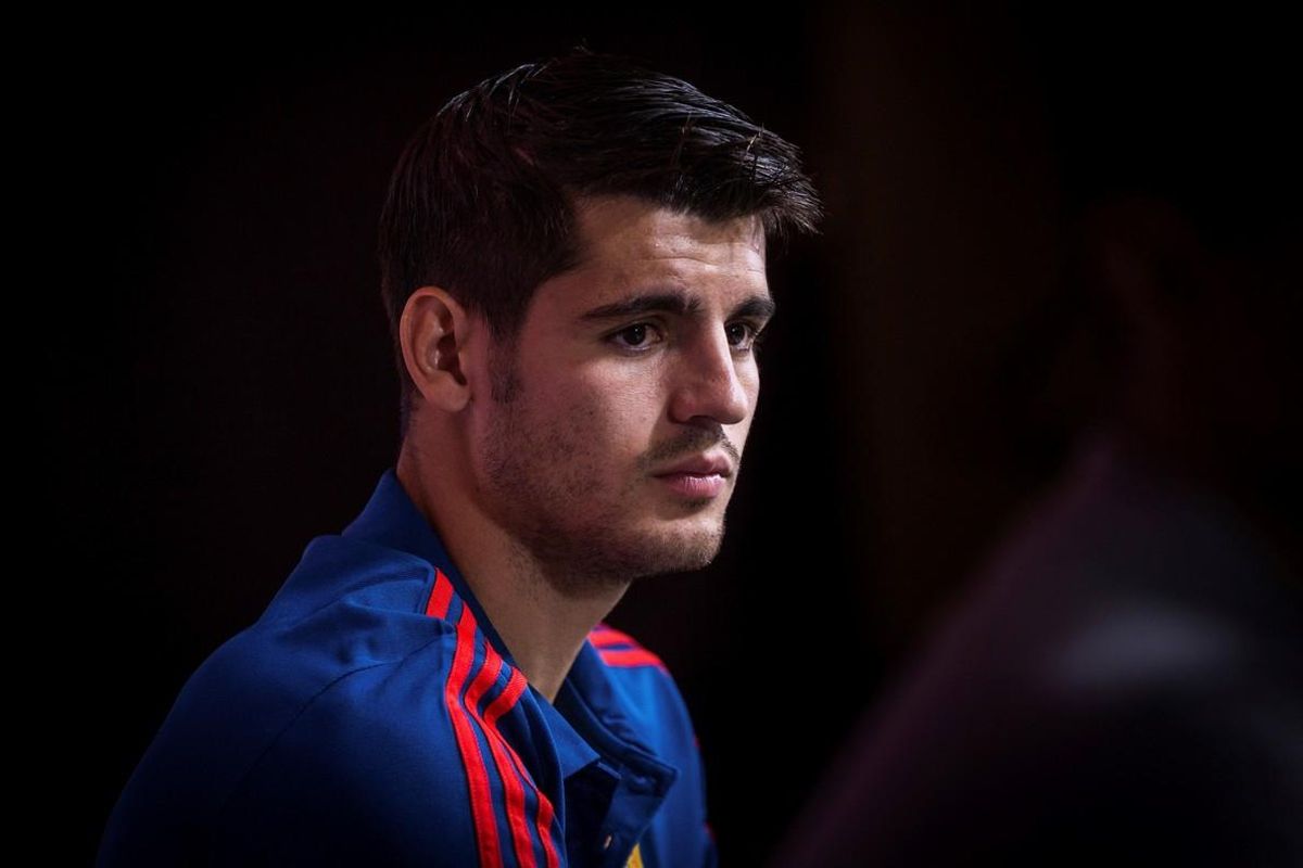 El delantero de la selección española Álvaro Morata en rueda de prensa este martes. El delantero de la selección española Álvaro Morata en rueda de prensa este martes.