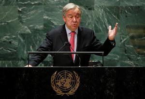 El secretario general de la ONU, António Guterres, en la apertura de la 76ª Asamblea General de la ONU.