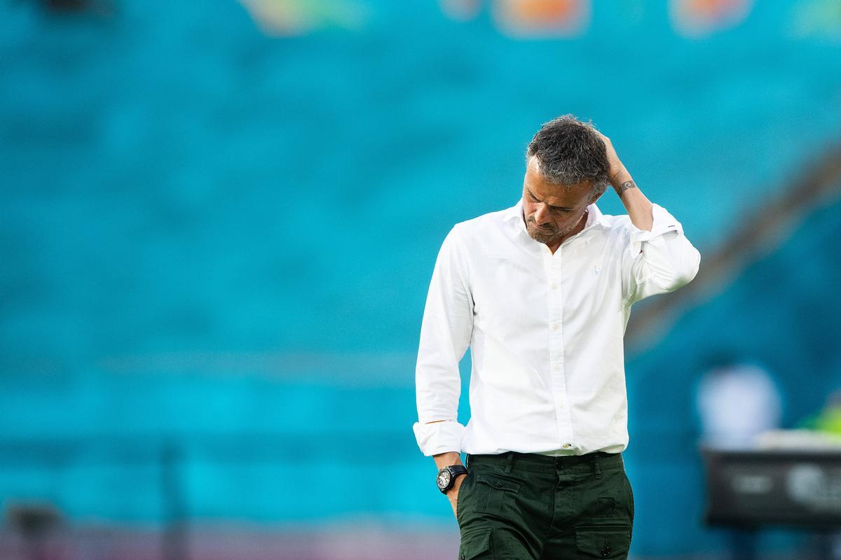 Luis Enrique durante el partido ante Suecia Luis Enrique durante el partido ante Suecia