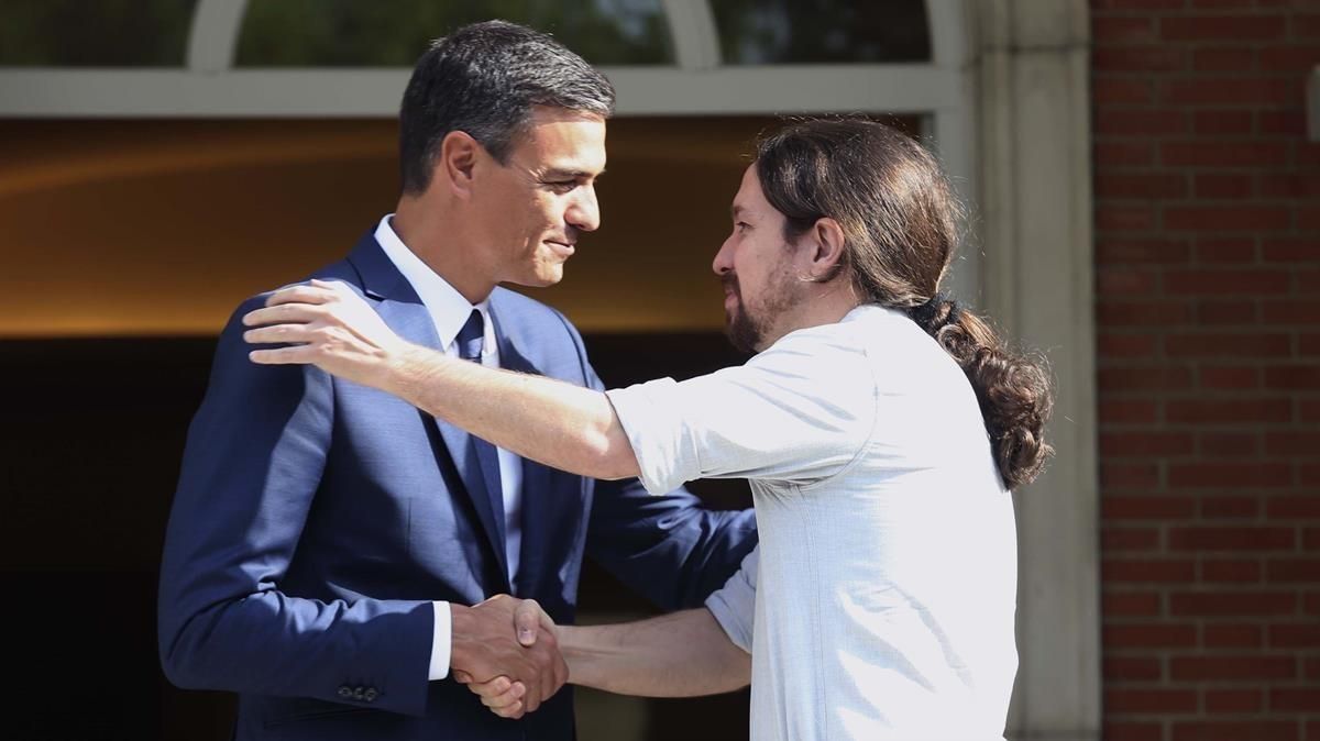 Imagen de archivo de Pedro Sánchez y Pablo Iglesias en la Moncloa el pasado 6 de septiembre. Imagen de archivo de Pedro Sánchez y Pablo Iglesias en la Moncloa el pasado 6 de septiembre.