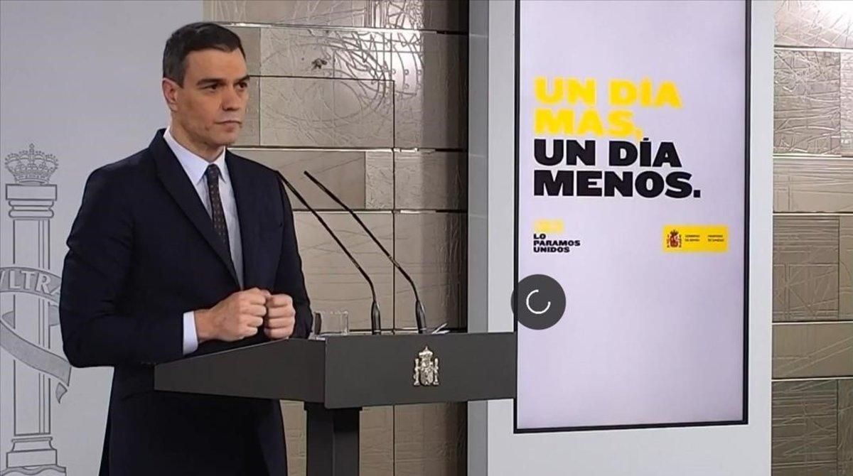 El presidente del Gobierno, Pedro Sánchez, en una rueda de prensa en la Moncloa El presidente del Gobierno, Pedro Sánchez, en una rueda de prensa en la Moncloa