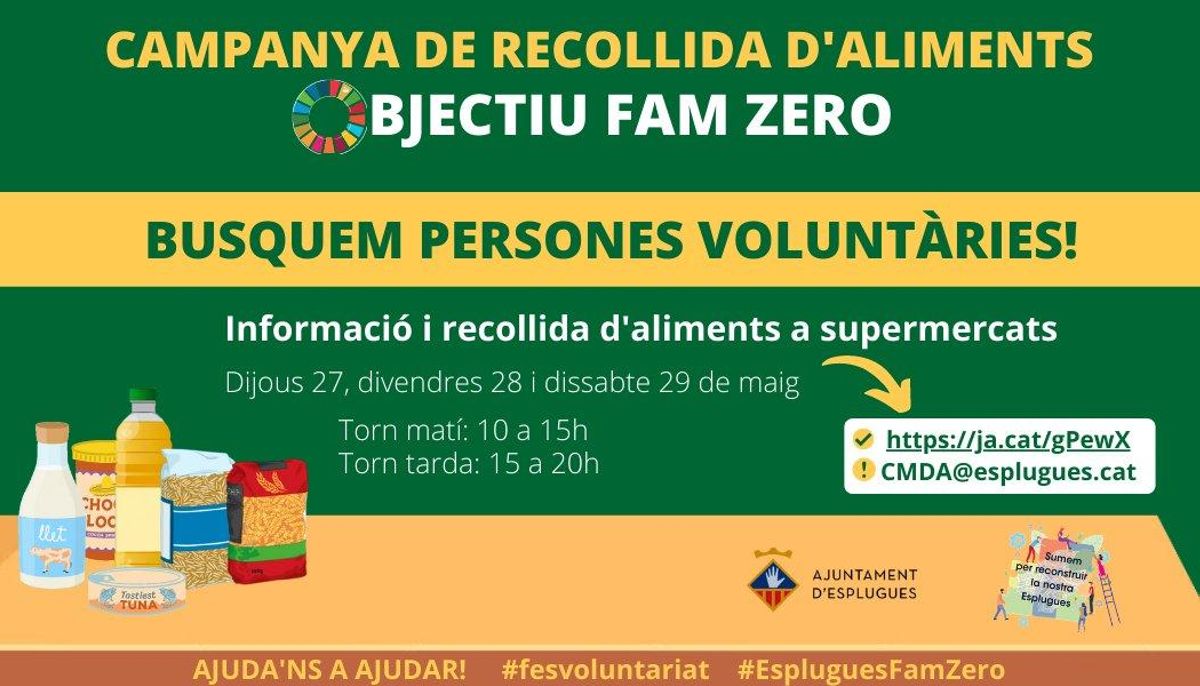 Cartel de la nueva campaña de recogida de alimentos de Esplugues Cartel de la nueva campaña de recogida de alimentos de Esplugues
