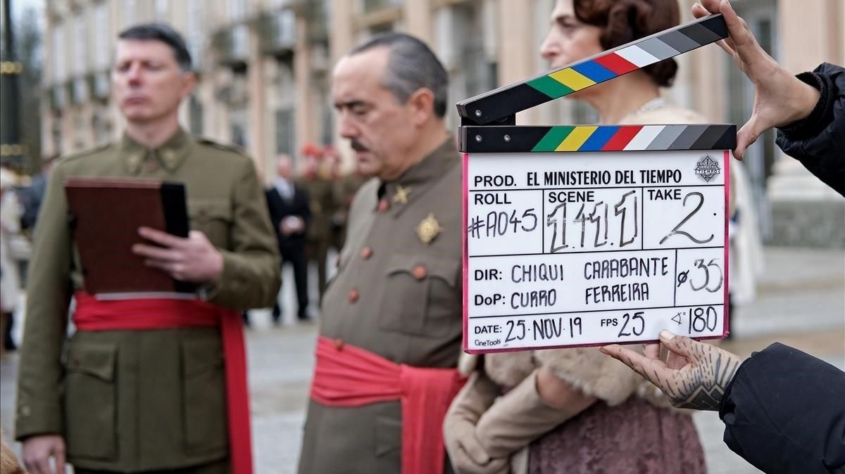 Franco y su esposa, instantes antes de rodar una escena de la cuarta temporada. Franco y su esposa, instantes antes de rodar una escena de la cuarta temporada.