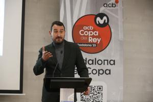 El alcalde de Badalona, Rubén Guijarro, en la presentación del proyecto local de la Copa del Rey en el Hotel Marina.