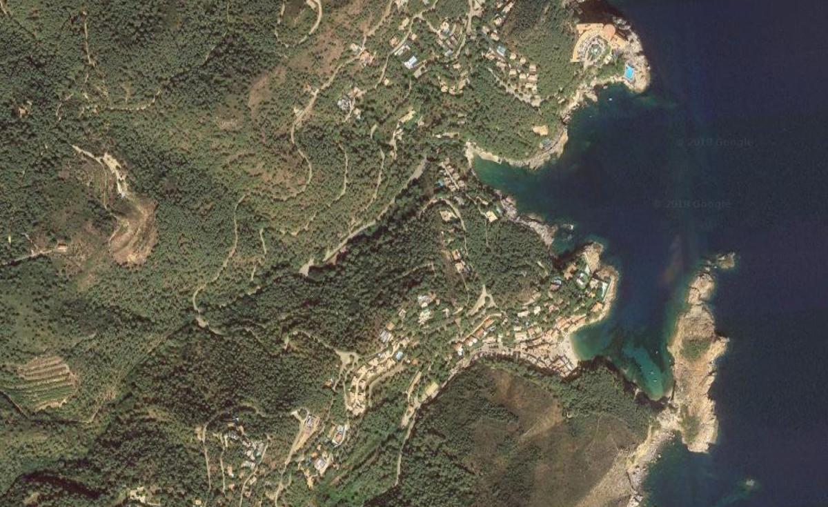 La cala de Aiguafreda, en Begur, en una vista de Google Maps.