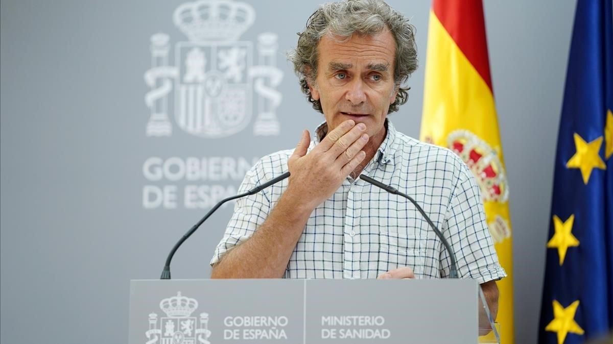 Fernando Simon durante la rueda de prensa en la que informó sobre los últimos datos del coronavirus. Fernando Simon durante la rueda de prensa en la que informó sobre los últimos datos del coronavirus.