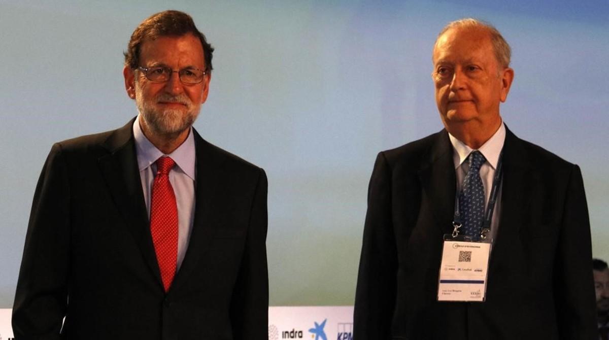 Mariano Rajoy y el presidente del Cercle d’Economia, Juan José Brugera, en Sitges.