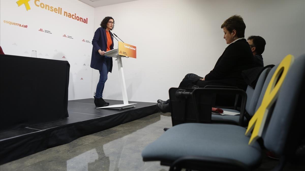 La secretaria general de ERC, Marta Rovira, interviene ante el consejo nacional del partido