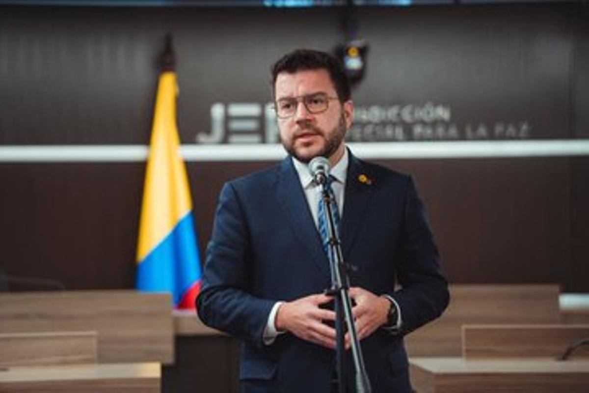 El ’president’ Pere Aragonès, en una comparecencia durante su último viaje a Colombia