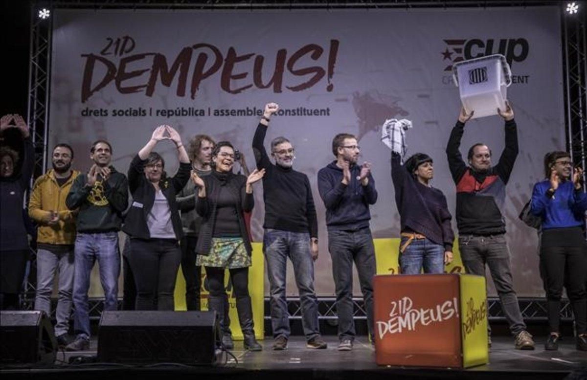 Acto de campaña de la CUP en diciembre del 2017, con motivo de las elecciones del 21-D. Acto de campaña de la CUP en diciembre del 2017, con motivo de las elecciones del 21-D.