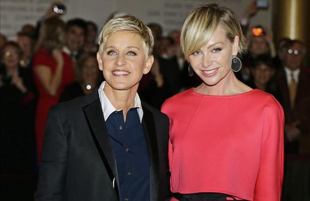 Ellen DeGeneres y su mujer, Portia de Rossi, el pasado lunes, en Washington. Ellen DeGeneres y su mujer, Portia de Rossi, el pasado lunes, en Washington.
