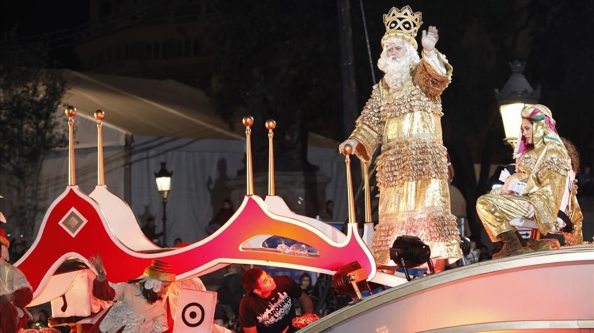 El rey Melchor, en una cabalgata. El rey Melchor, en una cabalgata.