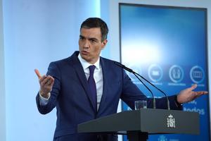 Comparecencia del Presidente del Gobierno Pedro Sanchez tras la reunión esta mañana del Consejo de Ministros .