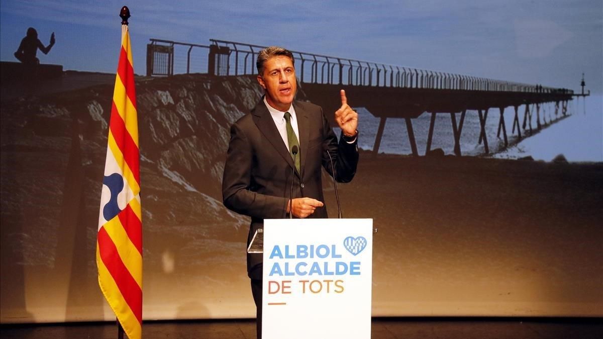 Xavier García Albiol, durante la conferencia de presentación de su candidatura a la alcaldía de Badalona. Xavier García Albiol, durante la conferencia de presentación de su candidatura a la alcaldía de Badalona.