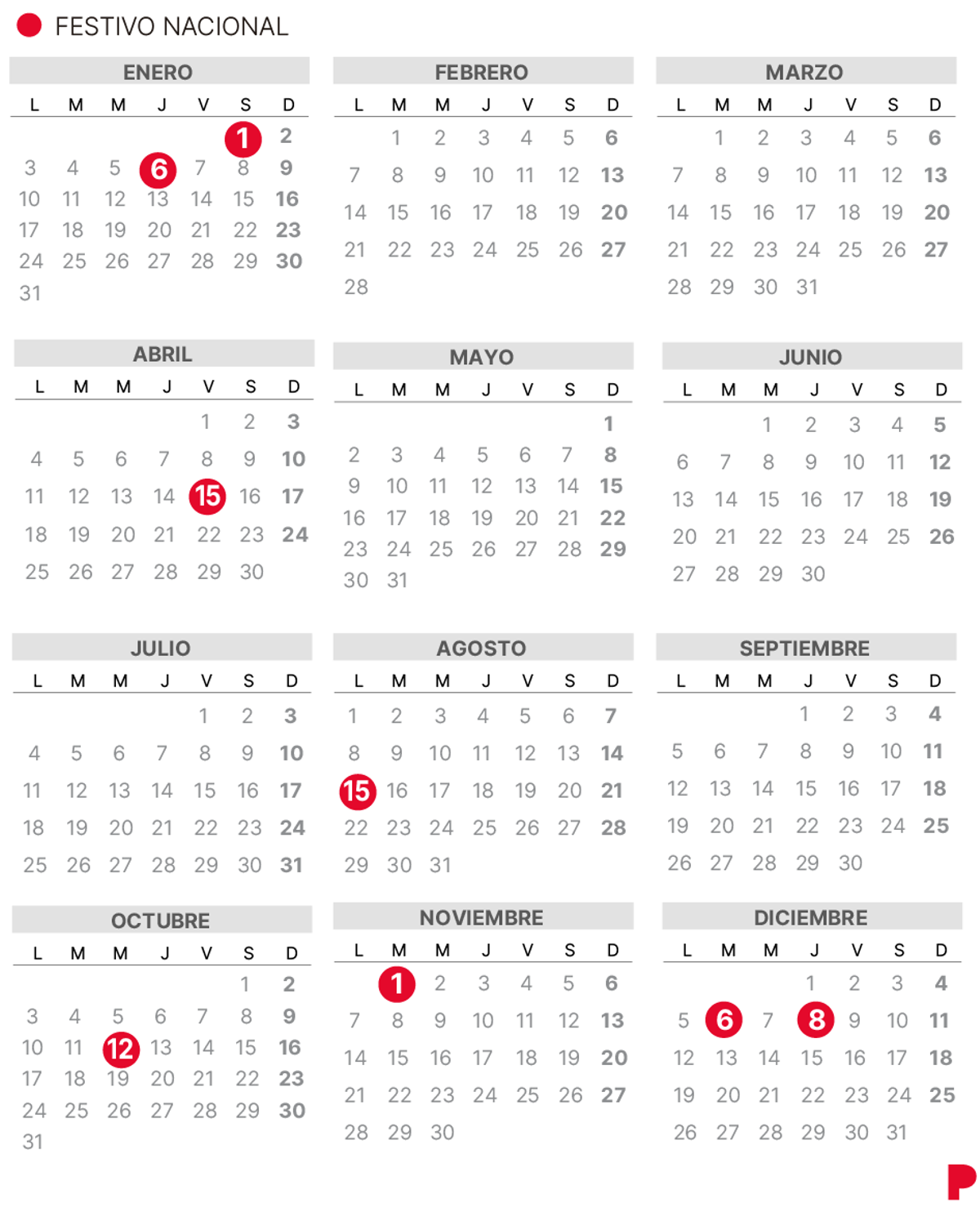 Calendario laboral España 2022