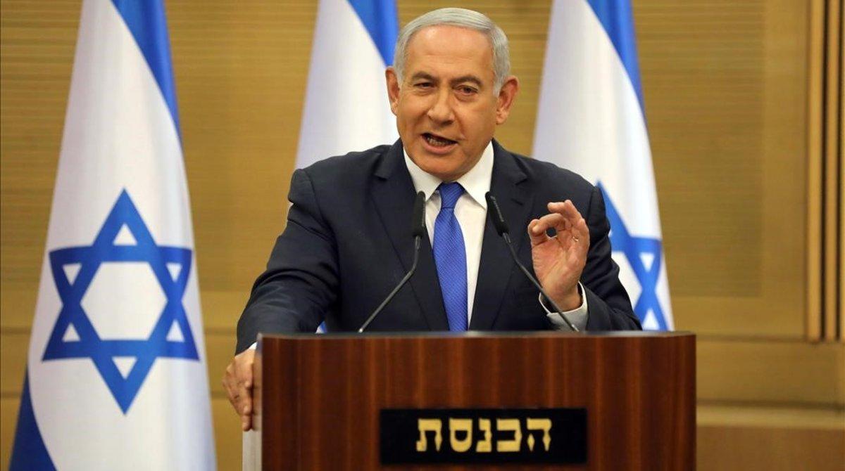El primer ministro israelí, Benjamin Netanyahu, en una rueda de prensa. El primer ministro israelí, Benjamin Netanyahu, en una rueda de prensa.