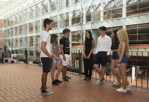 Un grupo de estudiantes en la Universitat Pompeu Fabra.