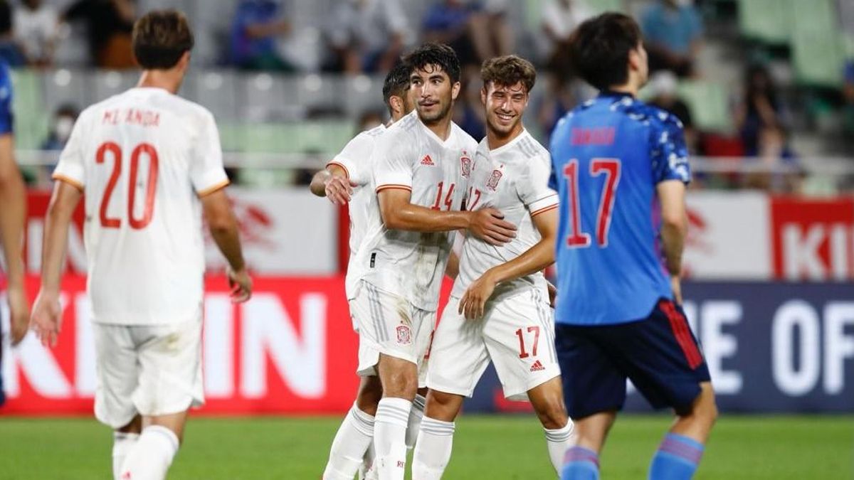 Soler y Puado, protagonistas del tanto del empate de España en Japón. Soler y Puado, protagonistas del tanto del empate de España en Japón.