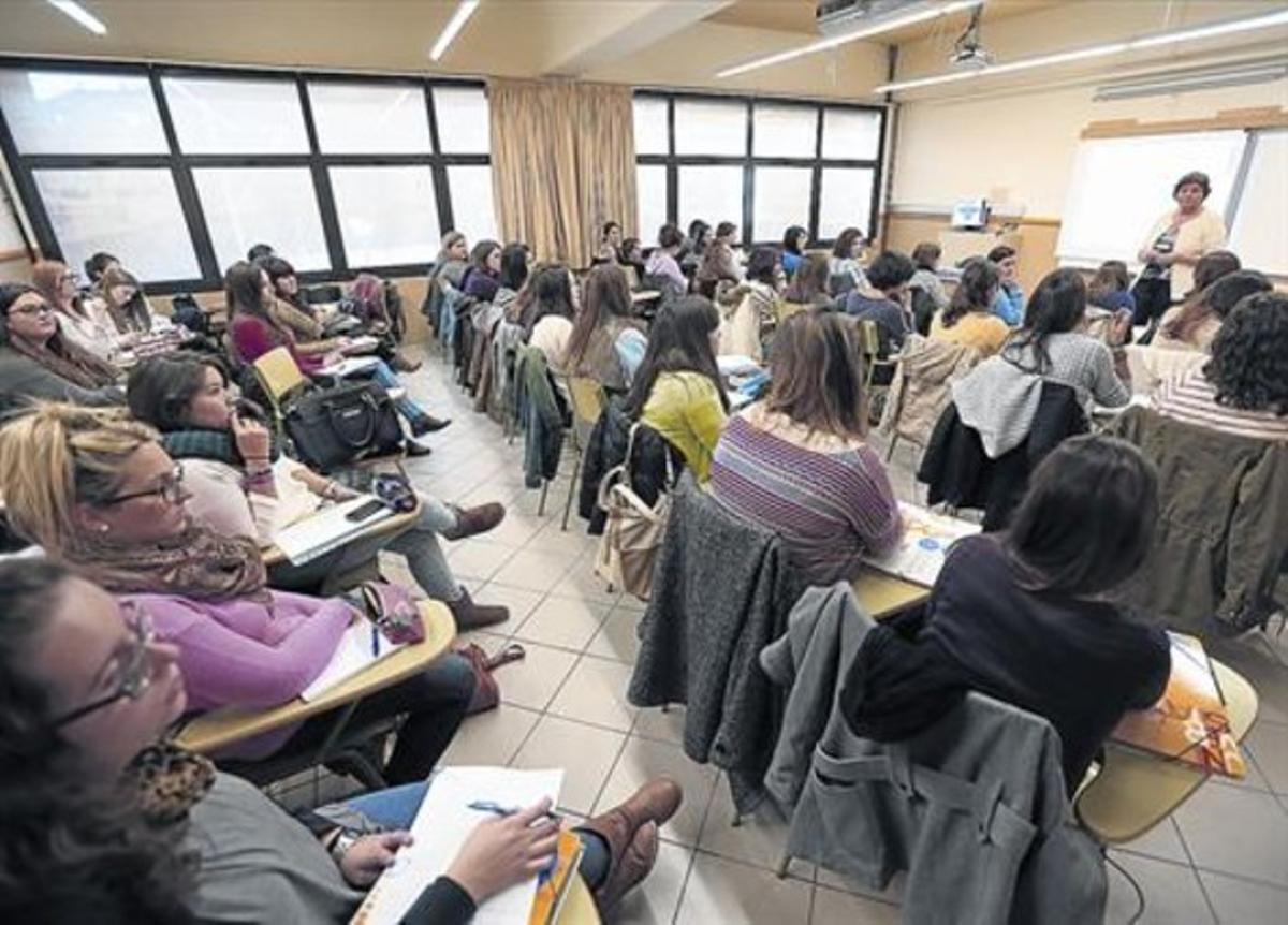 Aspecto de una clase en la facultad de Formació del Professorat de la Universitat de Barcelona (UB), el pasado noviembre.