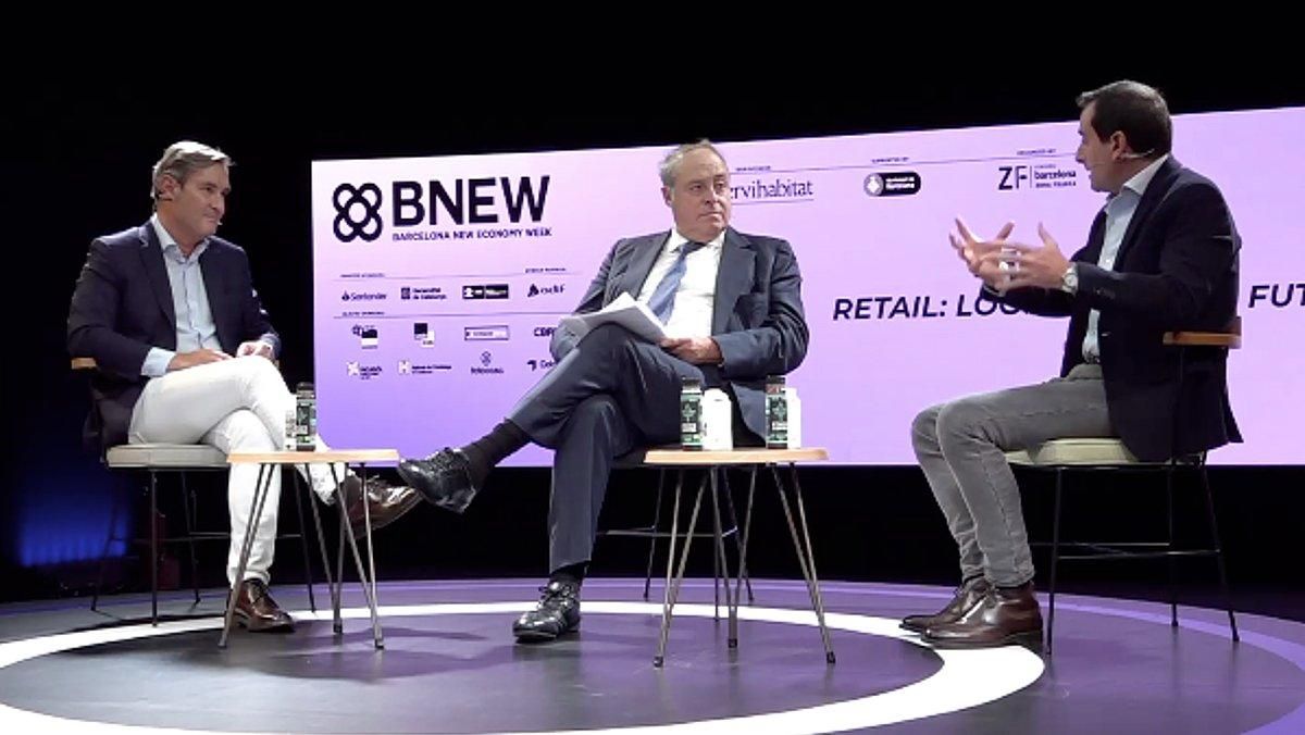 Jaume Miquel (Tendam), José Luis Nueno (IESE) y Toni Ruiz (Mango), en el BNEW. Jaume Miquel (Tendam), José Luis Nueno (IESE) y Toni Ruiz (Mango), en el BNEW.