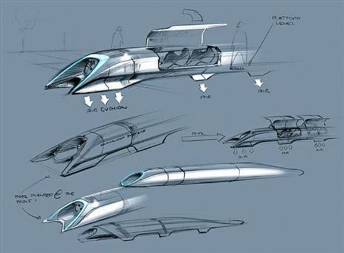 Diseño 8 Croquis del Hyperloop contenido en el proyecto que Musk presentó el lunes. Diseño 8 Croquis del Hyperloop contenido en el proyecto que Musk presentó el lunes.