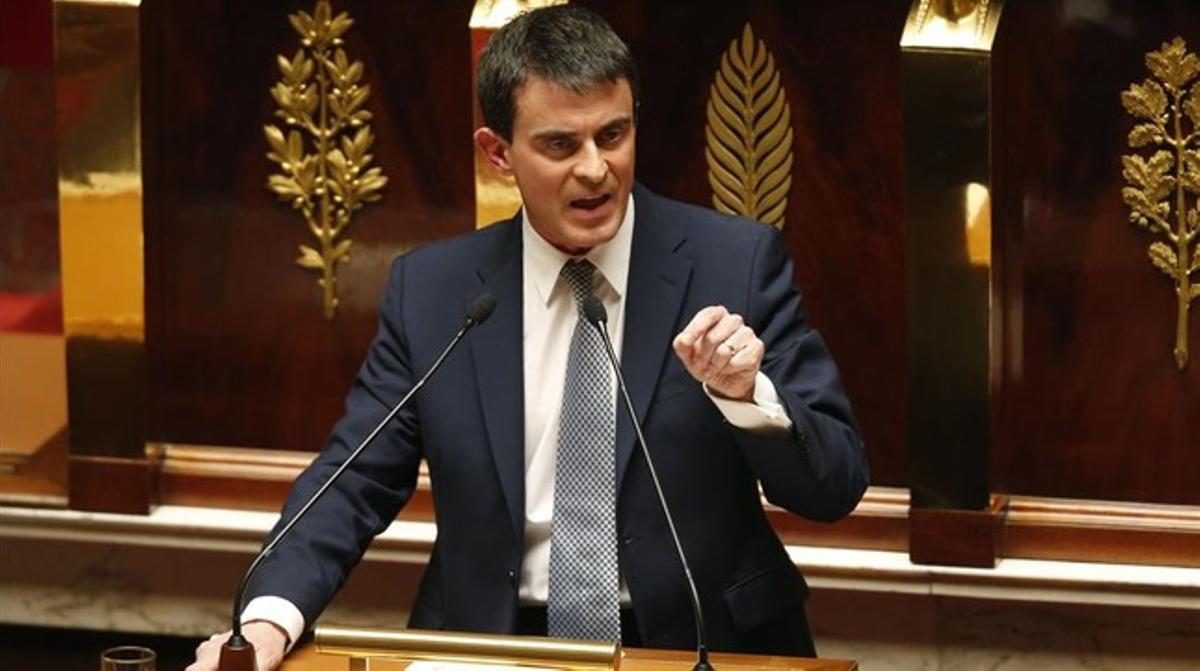 Manuel Valls, durante su discurso en la Asamblea Nacional francesa, este martes.