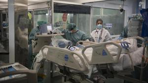 La uci de pacientes covid del Hospital del Mar de Barcelona, el 8 de enero.