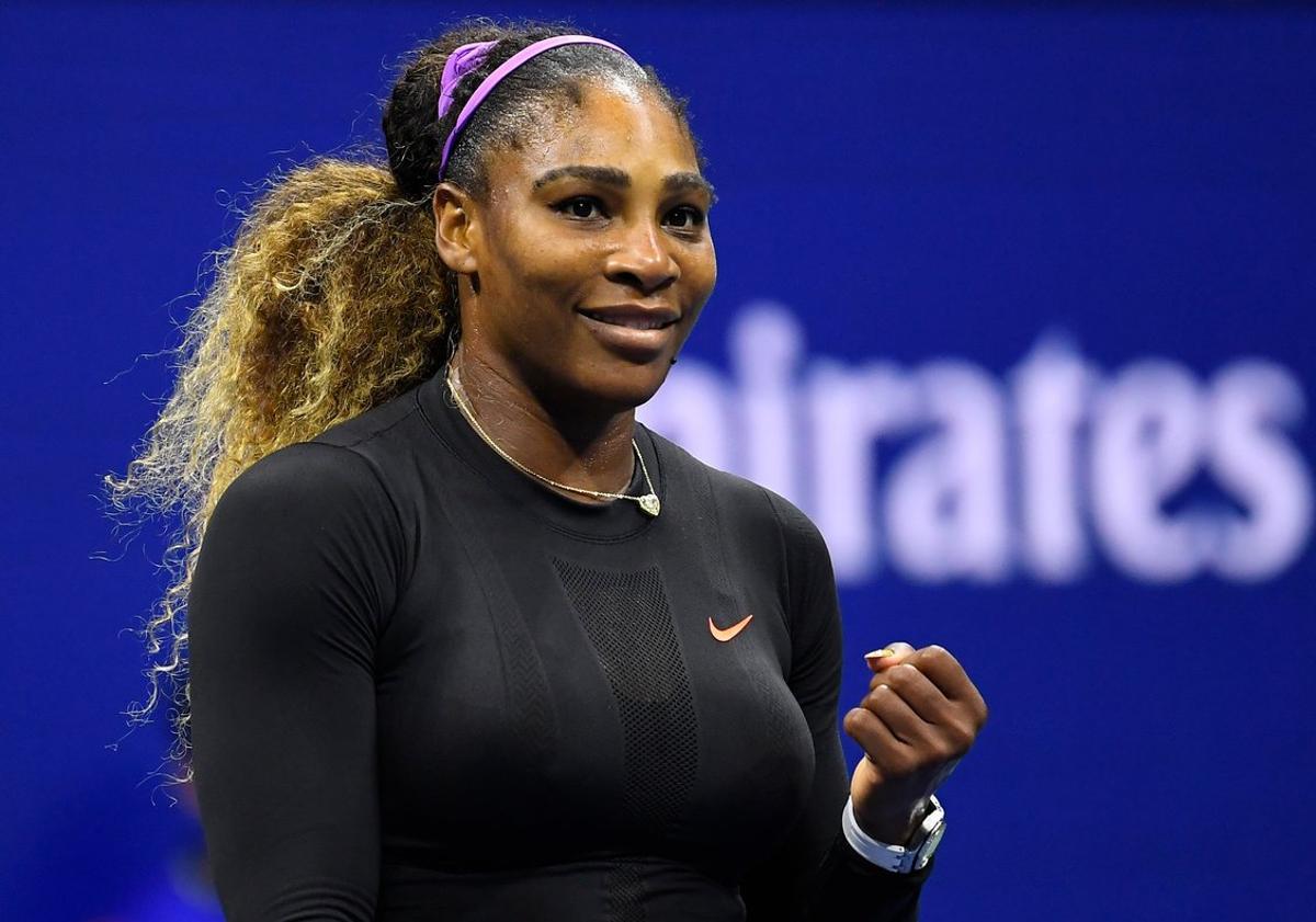 Sept 5, 2019; Flushing, NY, USA;  Serena Williams of the USA reacts after defeating Elina Svitolina of Ukraine (not pictured) in a semifinal match on day eleven of the 2019 U.S. Open tennis tournament at USTA Billie Jean King National Tennis Center. Mandatory Credit: Robert Deutsch-USA TODAY Sports