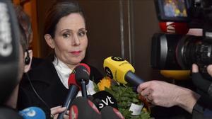 La exsecretaria de la Academia Sueca Sara Danius, tras dejar el cargo por los escándalos de corrupción y abusos.