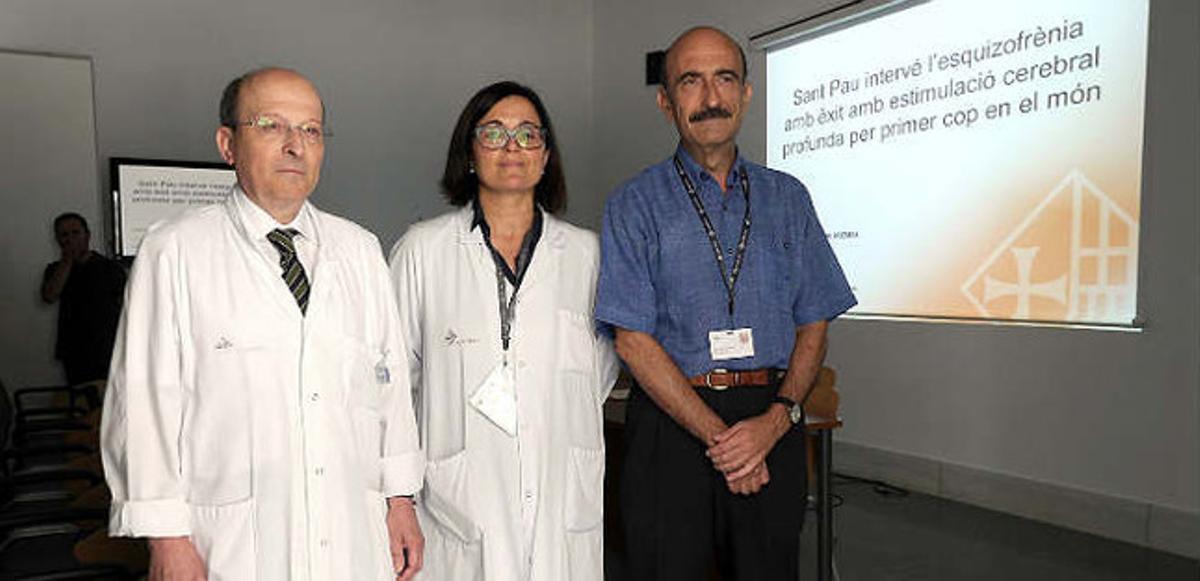 Presentación de los resultados con los doctores Joan Molet, Iluminada Corripio y  Enric Alvarez en el Hospital de Sant Pau 
