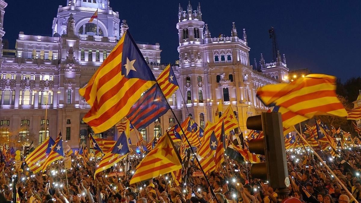 La manifestación soberanista en Cibeles. La manifestación soberanista en Cibeles.