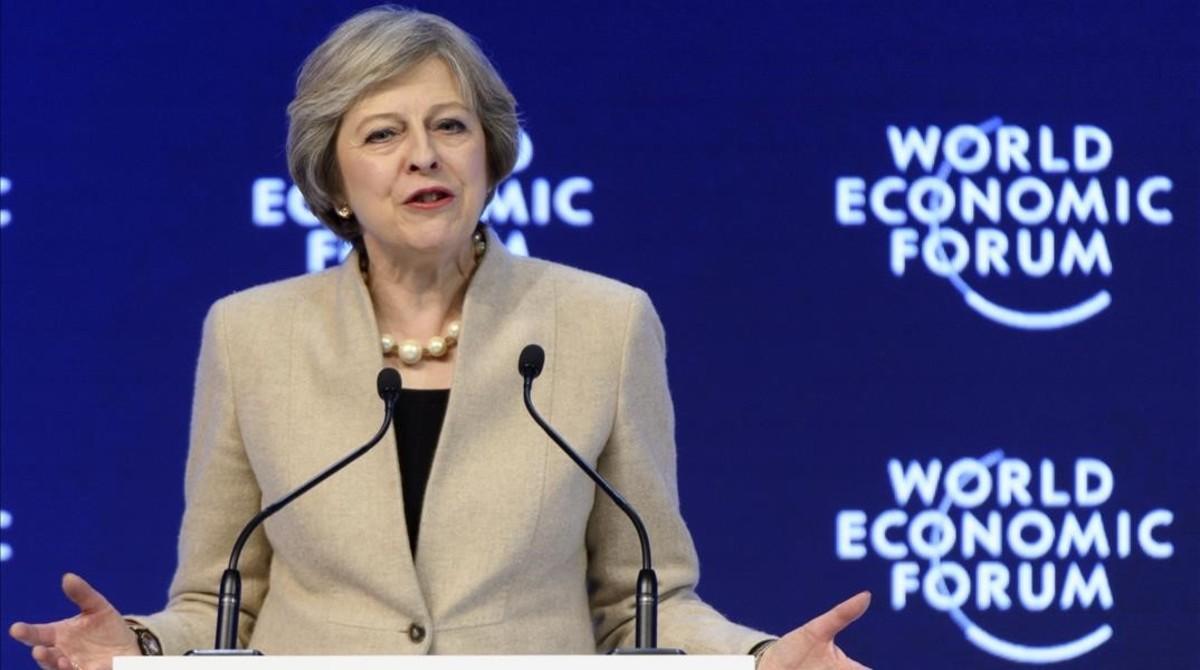 Theresa May en Davos.