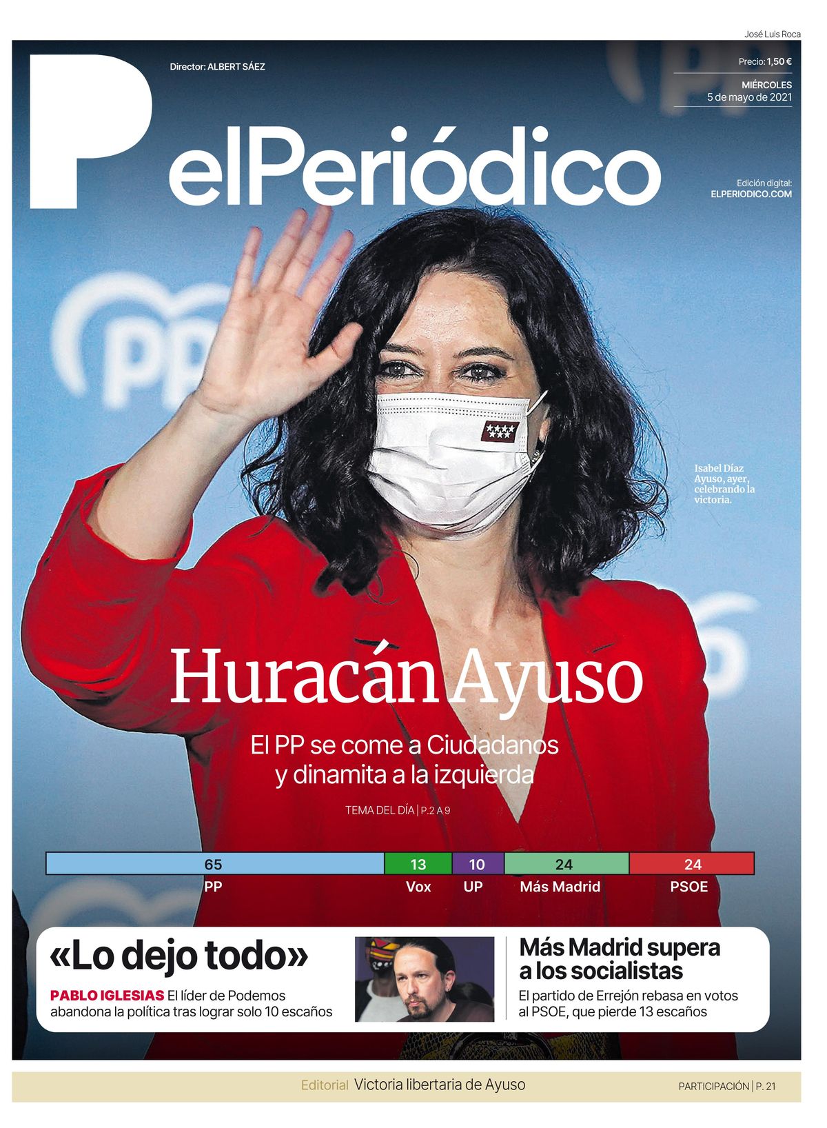La portada de EL PERIÓDICO del 5 de mayo de 2021 La portada de EL PERIÓDICO del 5 de mayo de 2021