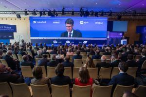 El presidente del Cercle d’Economia, Jaume Guardiola, en la inauguración del encuentro de este año.