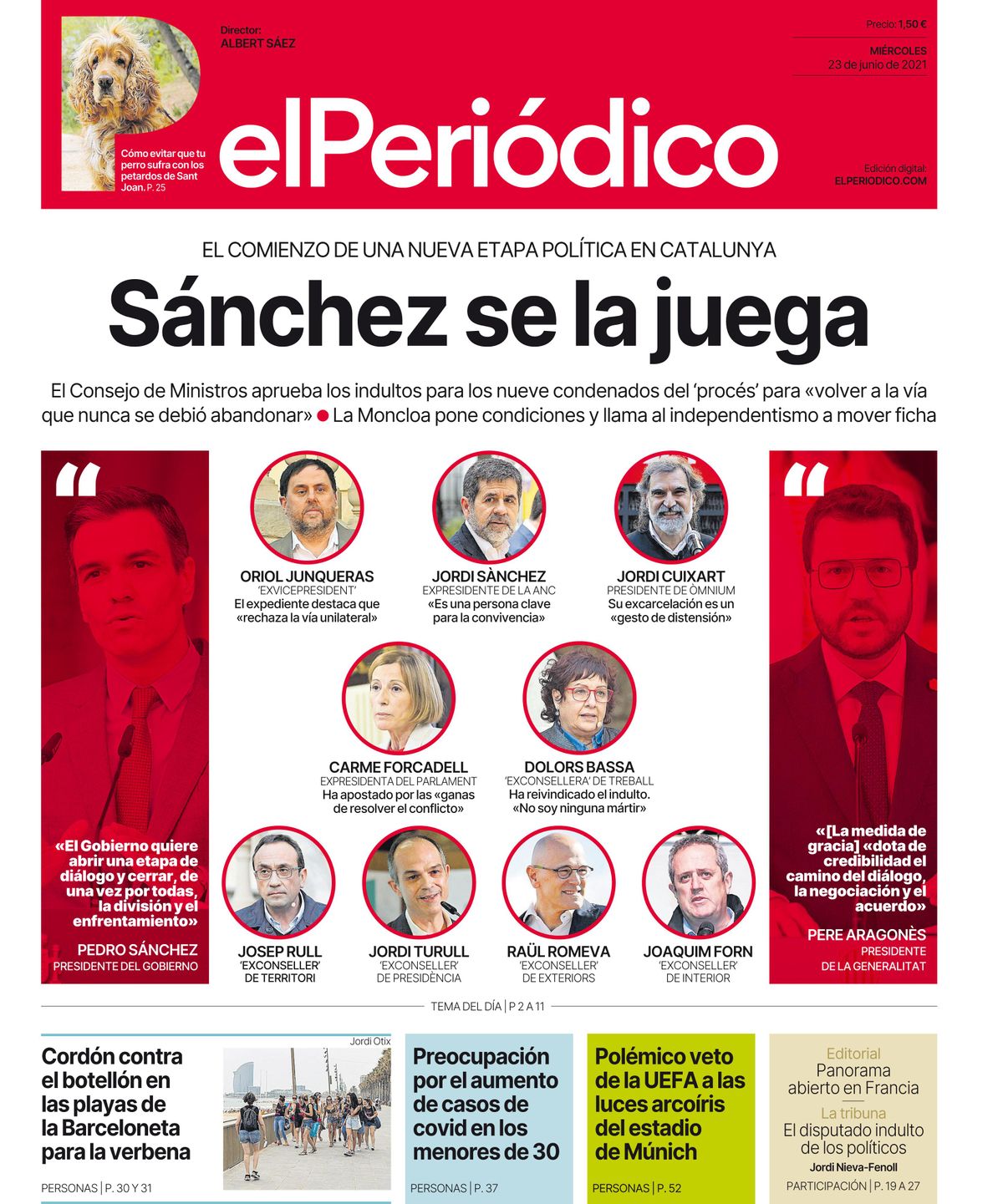La portada de EL PERIÓDICO del 23 de junio de 2021 La portada de EL PERIÓDICO del 23 de junio de 2021