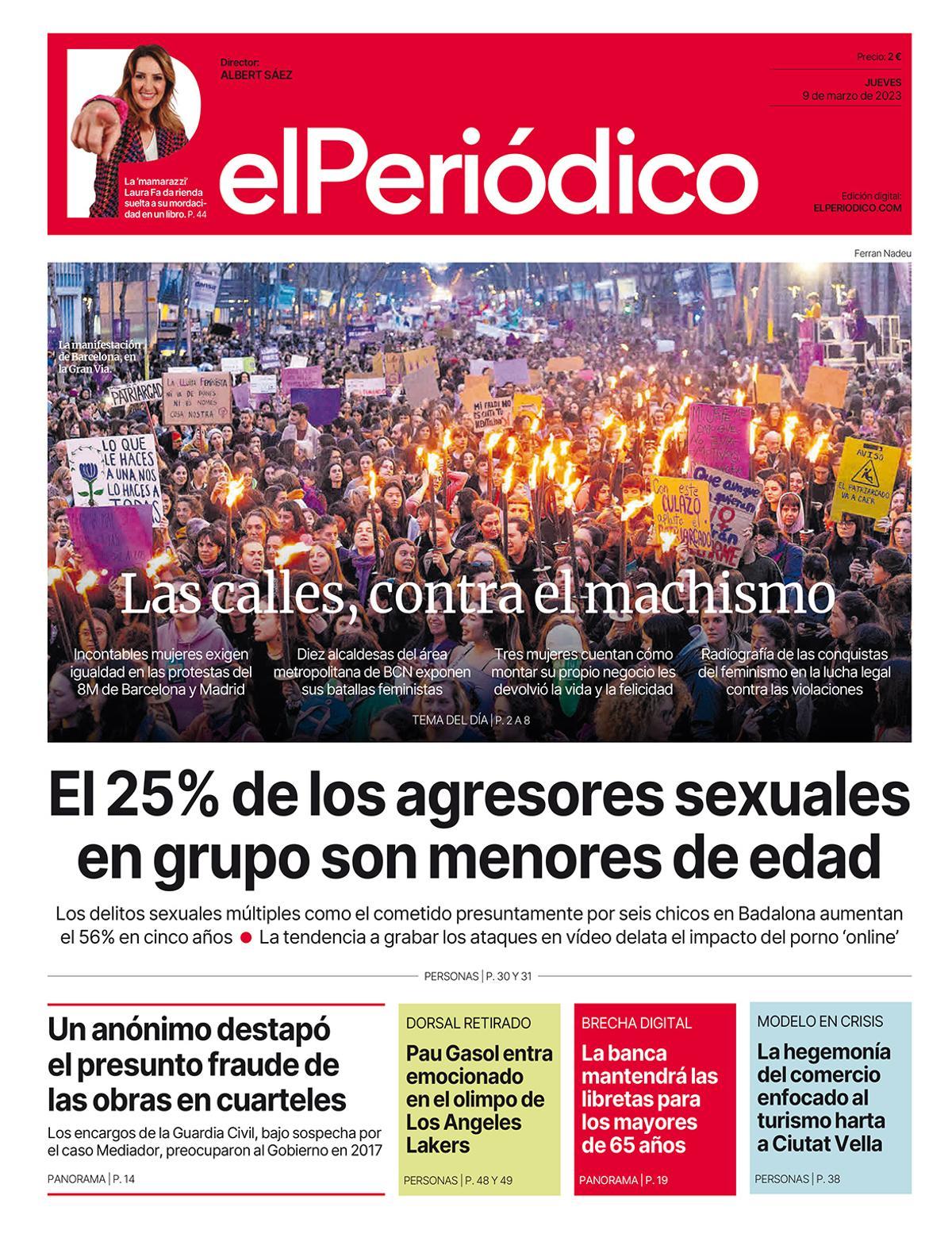 La portada d’EL PERIÓDICO del 9 de març del 2023