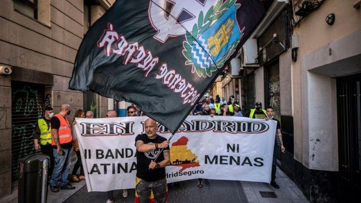Un momento de la manifestación neonazi en Chueca. Un momento de la manifestación neonazi en Chueca.