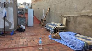  Azotea de la calle Hospital de Barcelona en la que vivian las victimas obligadas a mendigar  