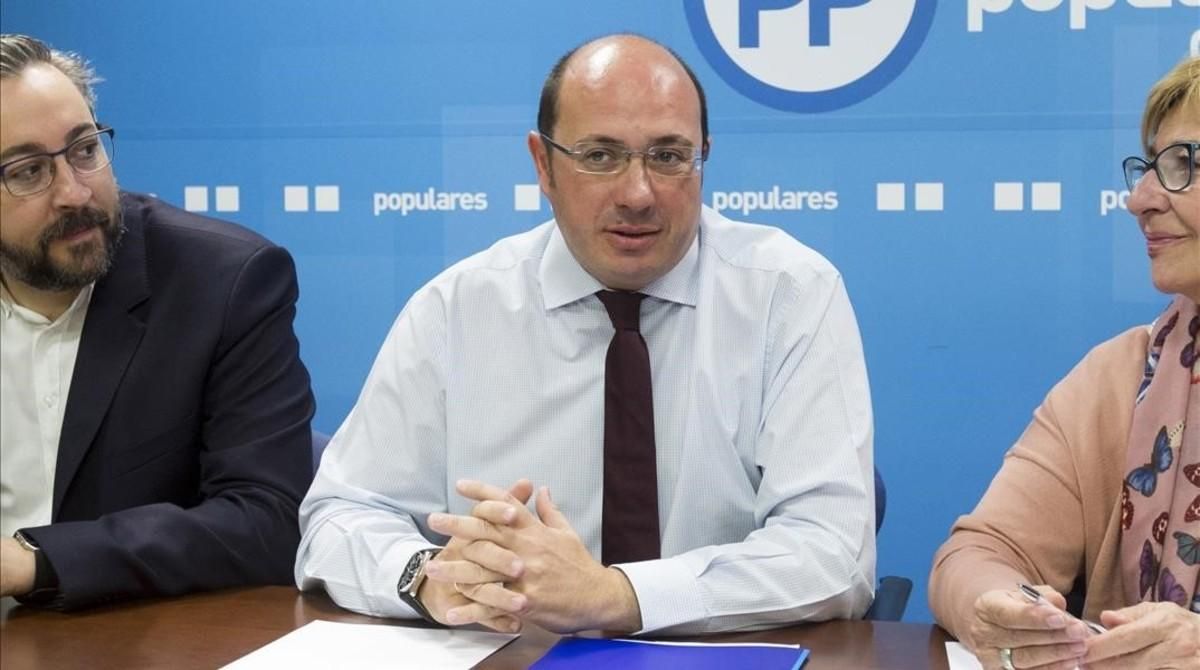 El presidente de Murcia, Pedro Antonio Sánchez, en una reunión de la ejecutiva autonómica del PP. El presidente de Murcia, Pedro Antonio Sánchez, en una reunión de la ejecutiva autonómica del PP.