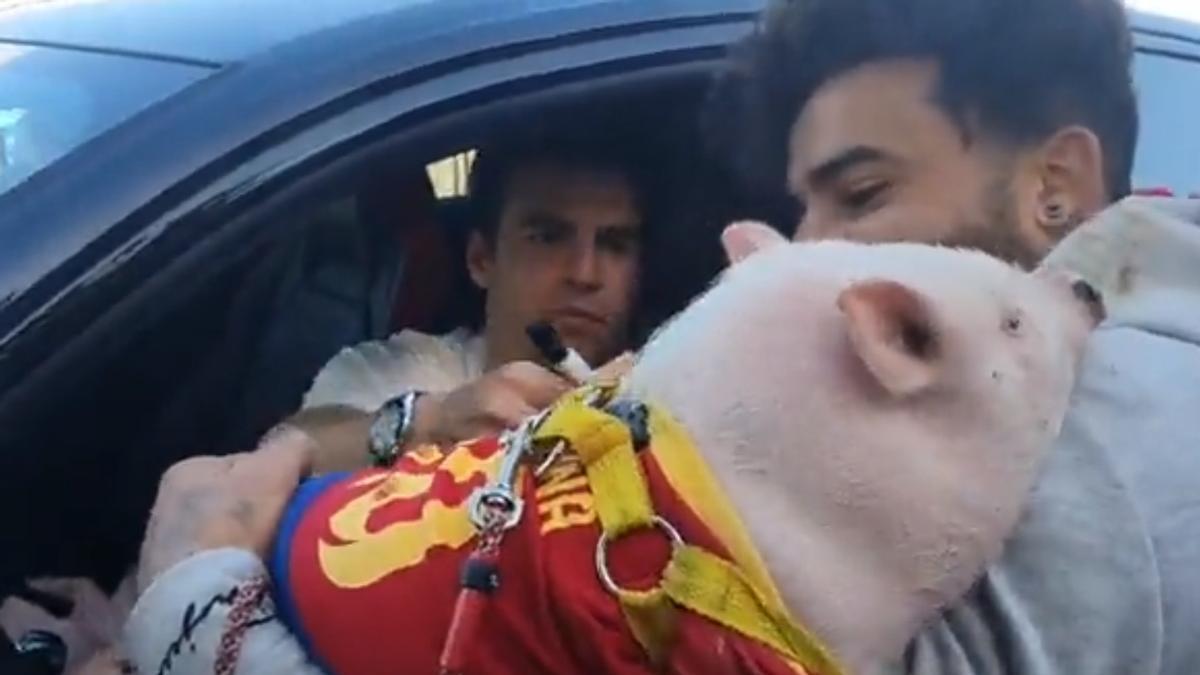 El futbolista Riqui Puig firma un autògraf en un porc | Vídeo