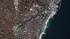 Vista de Barcelona captada desde uno de los microsatélites de Satellogic