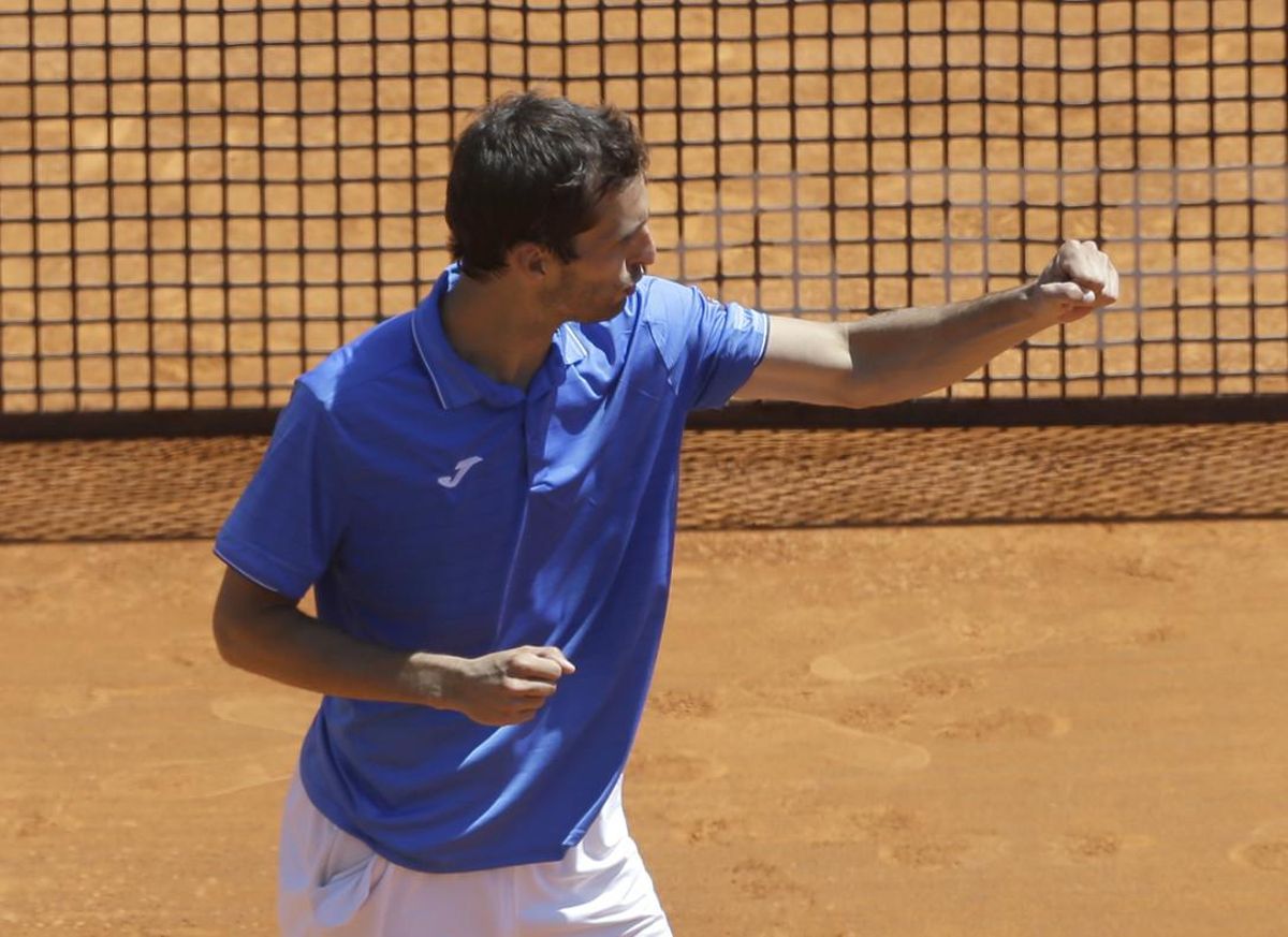 Albert Ramos celebra su triunfo sobre Marin Cilic en Montecarlo. Albert Ramos celebra su triunfo sobre Marin Cilic en Montecarlo.